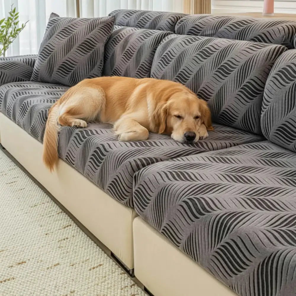 Copertura per divano full wrap in polar fleece jacquard a onde con protezione antistatica