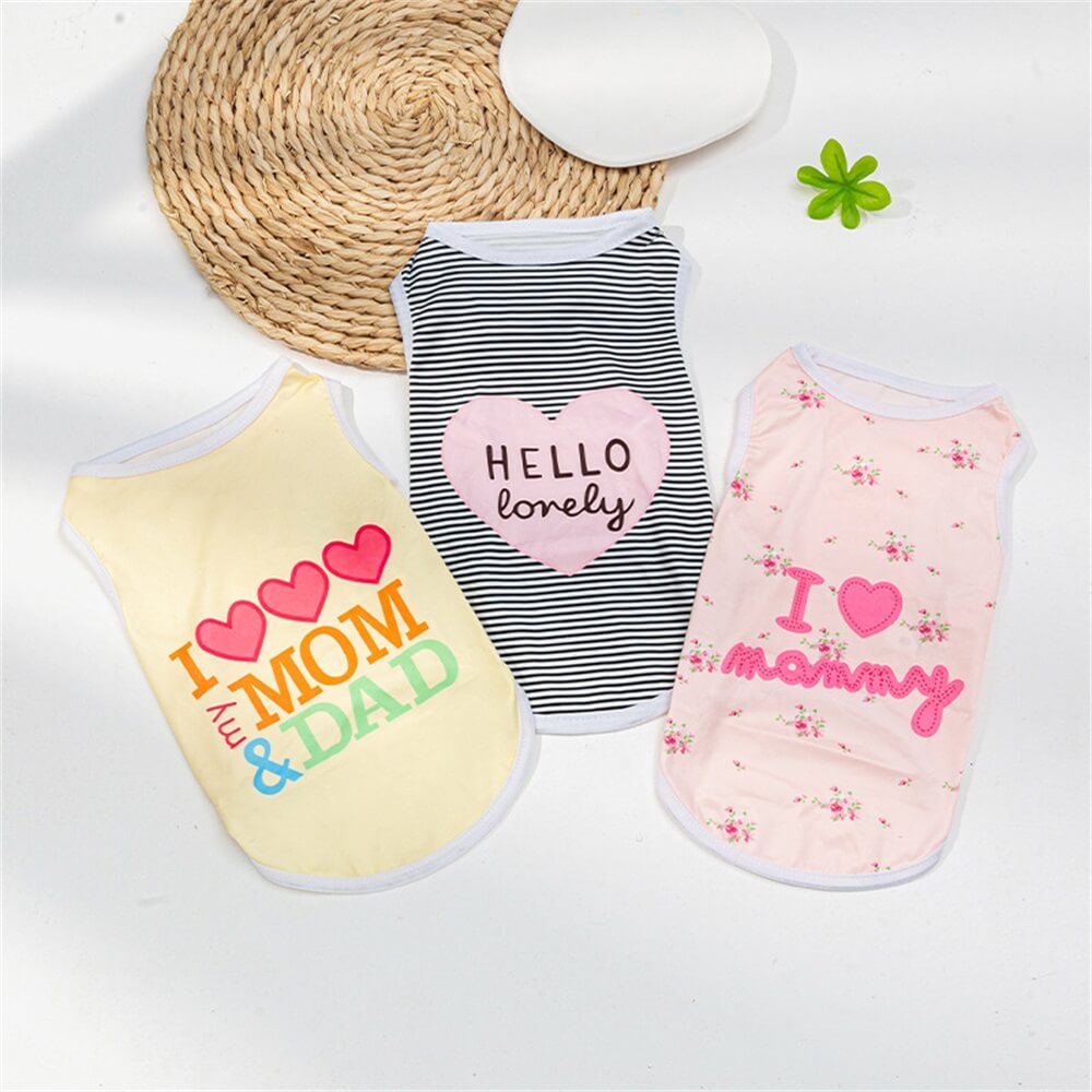 Spring and Summer Cute Cartoon Printed Vest Pet Clothing