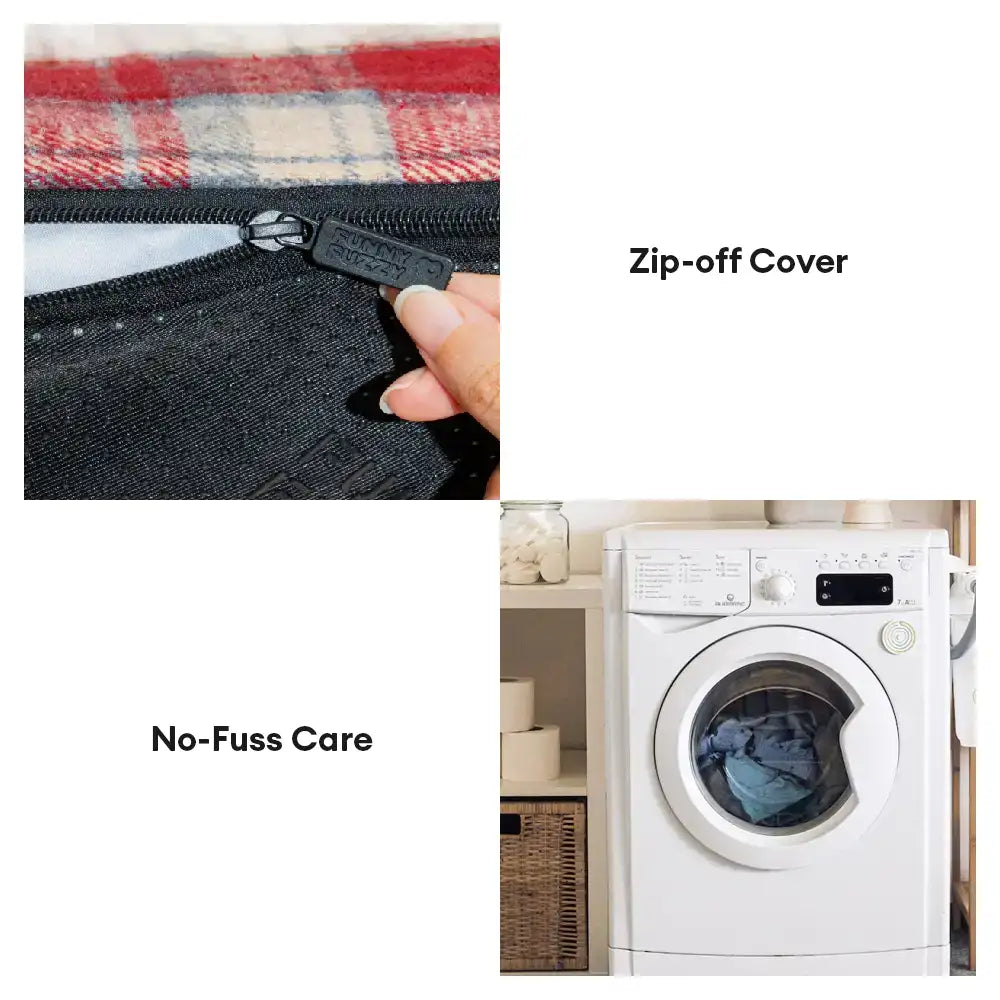 Letto ortopedico per cani staccabile in peluche a quadri vintage con cuscino - Puppy Snug