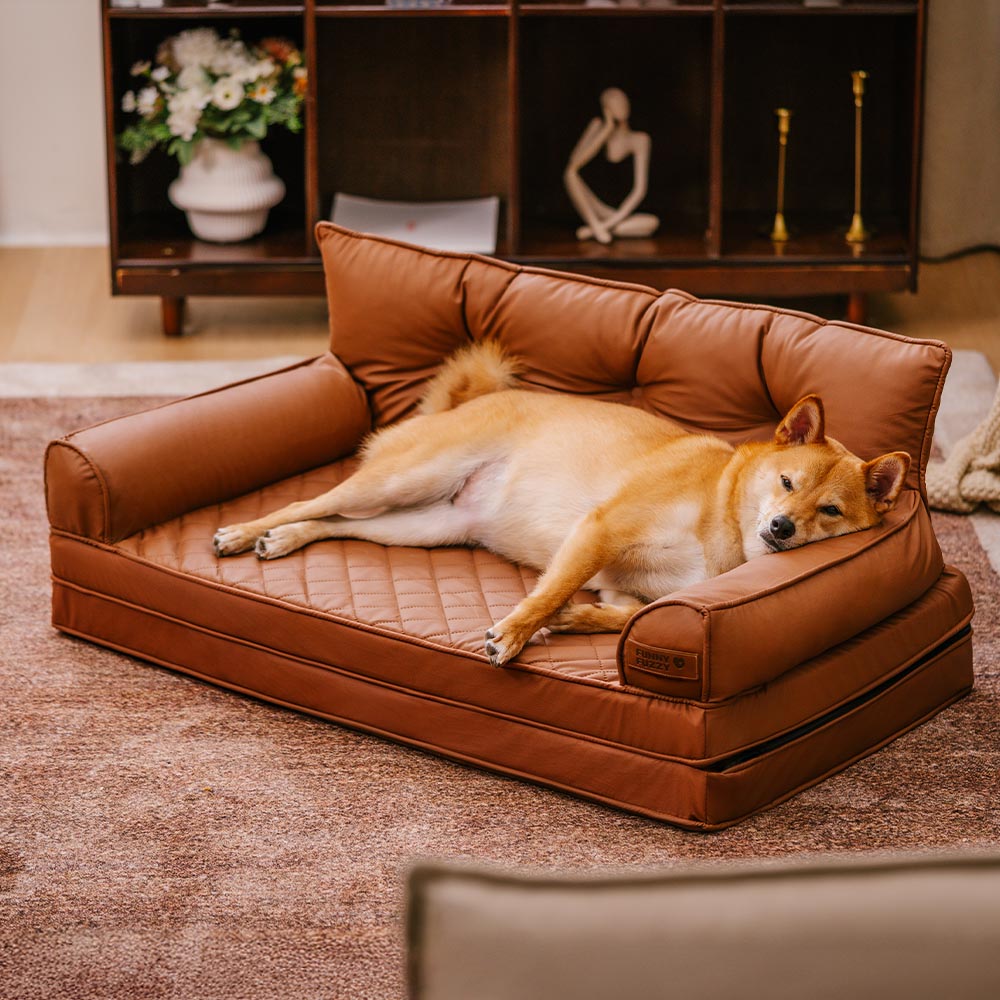 Letto per cani grande ortopedico pieghevole in finta pelle di lusso - CoreLounge