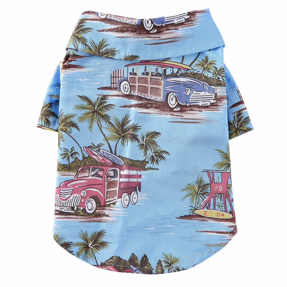 Pet Summer Spring Apparel Tropical Hawaiian Beach Print Shirt