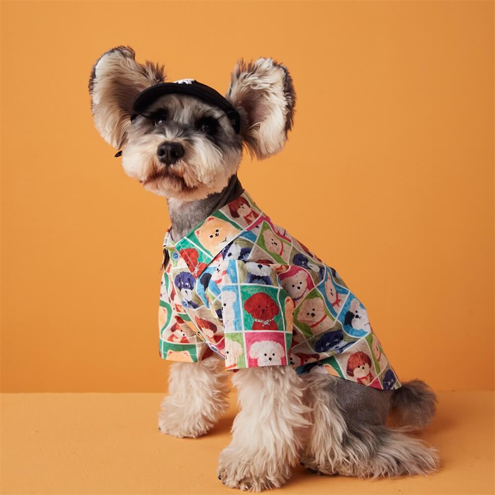Dog Summer Fashion Cute Printed Dog Head Apparel for Small to Medium Pets