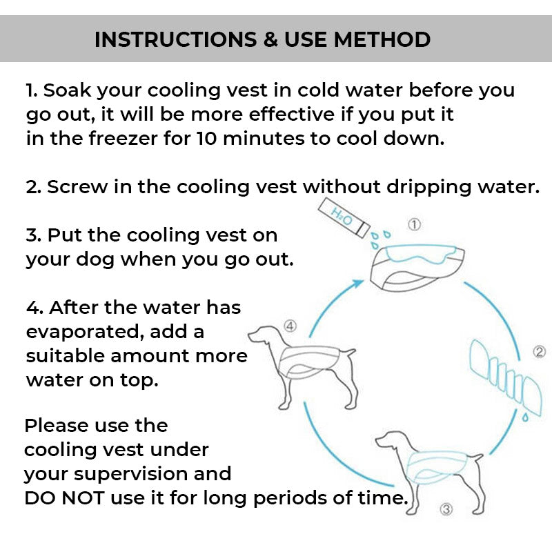 Gilet traspirante per la prevenzione dei colpi di sole Gilet rinfrescante per cani immergibile in acqua