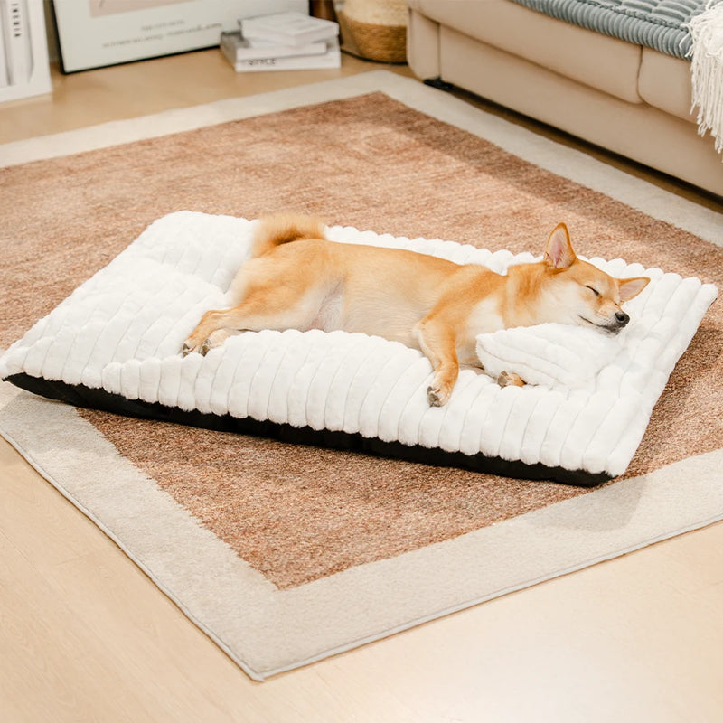 Letto per cani in peluche morbido e spesso, con cuscino, calmante e confortevole