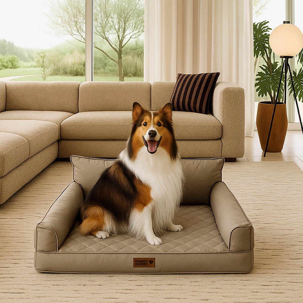Letto per cani grande ortopedico pieghevole in finta pelle di lusso - CoreLounge