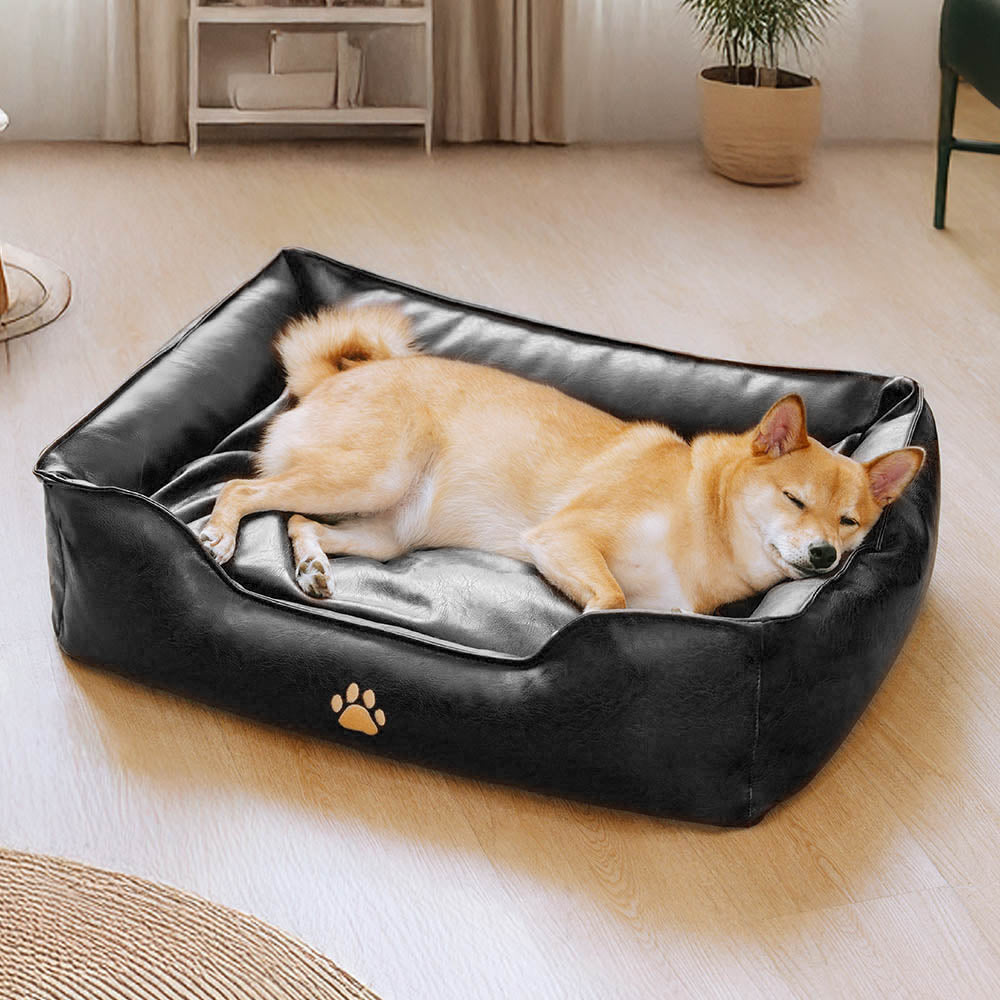 Letto per cani in pelle ecologica impermeabile, rimovibile e di lusso.