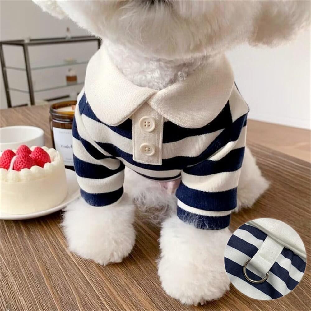 Magliette per cani a polo a righe classiche