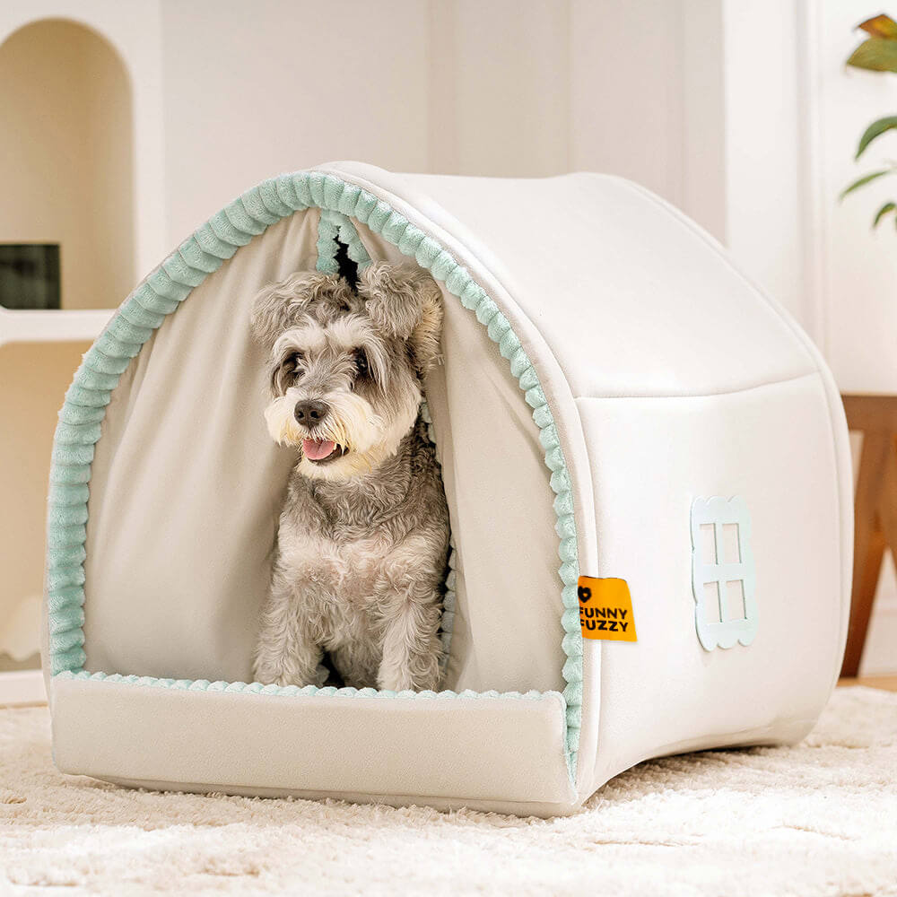 Cuccia per cani recintata con doppia tenda