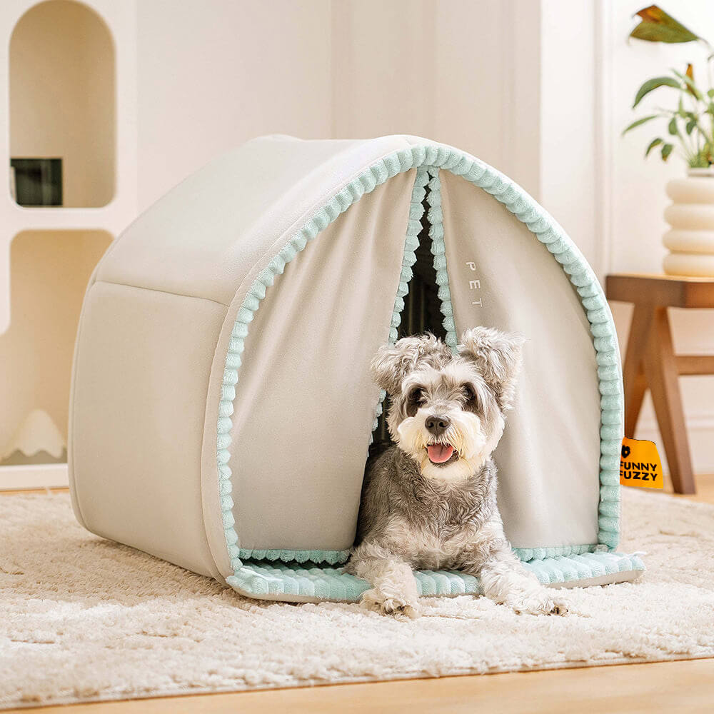 Casa per animali con doppie tende Letto per cani chiuso