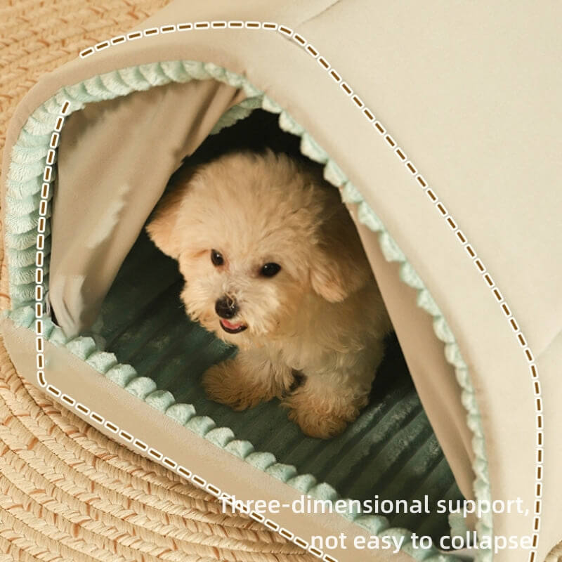 Casa per animali con doppie tende Letto per cani chiuso