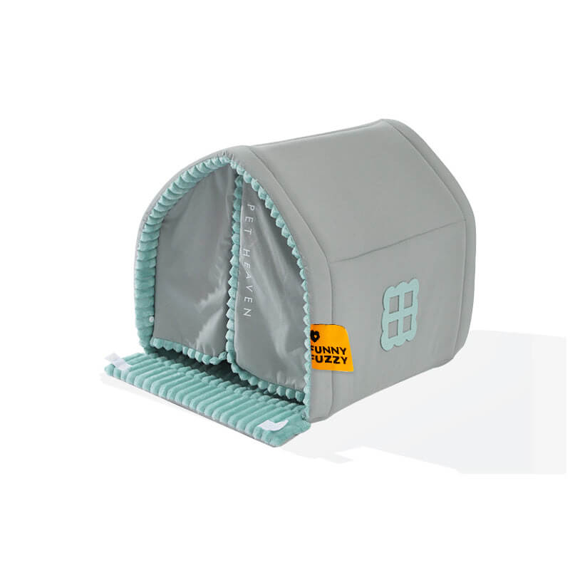 Casa per animali con doppie tende Letto per cani chiuso