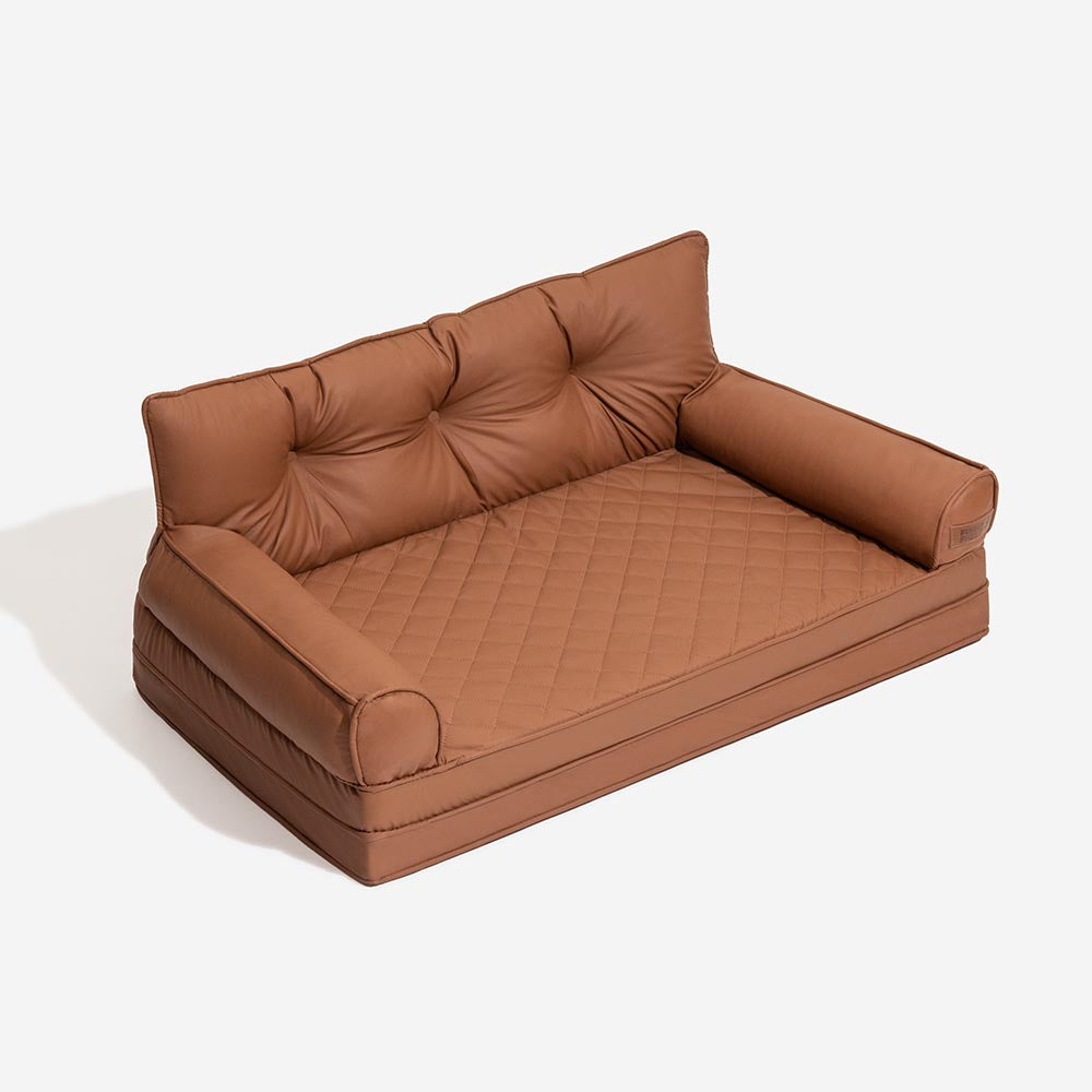 Letto per cani grande ortopedico pieghevole in finta pelle di lusso - CoreLounge