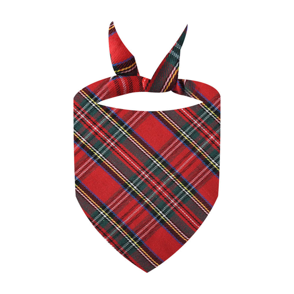 Pet cat and dog accessories Christmas birthday party plaid bibs