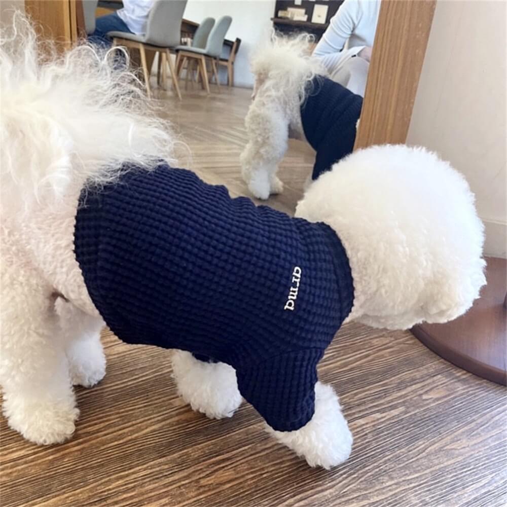 Comodi maglioni per cani in maglia waffle - Pullover per animali morbido e caldo in 4 colori