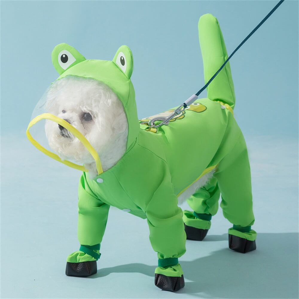 Dog Animal-Shaped Full Body Raincoat Waterproof Coverage Including Tail