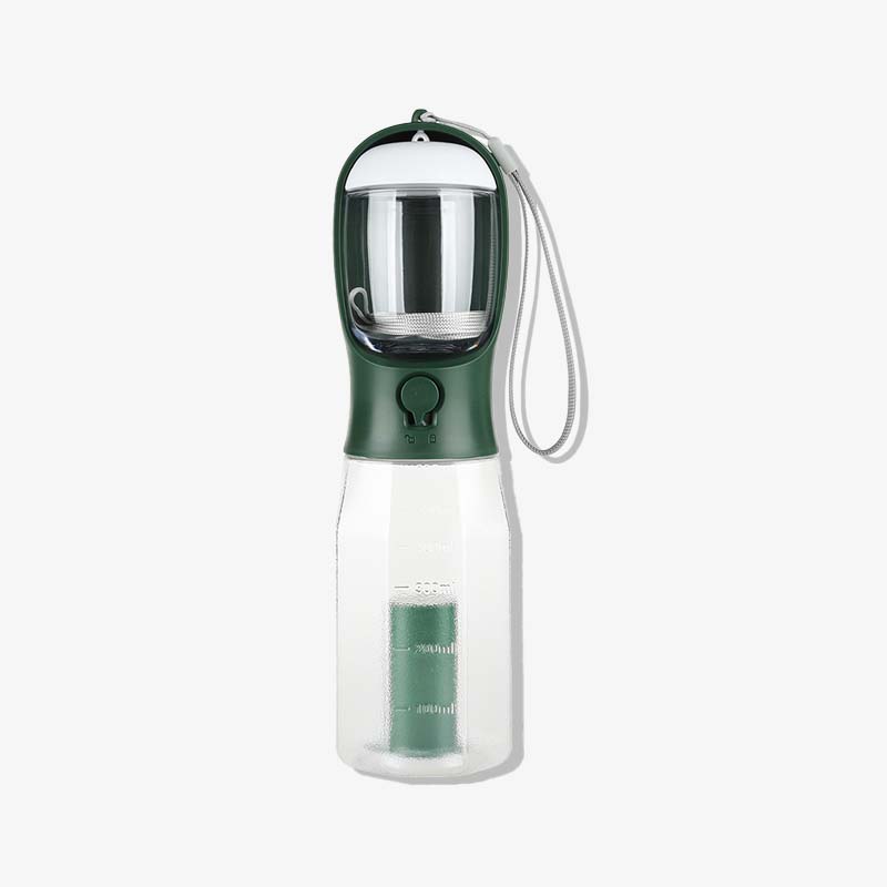Bottiglia d'acqua portatile multifunzionale 3 in 1 per passeggiate con cane