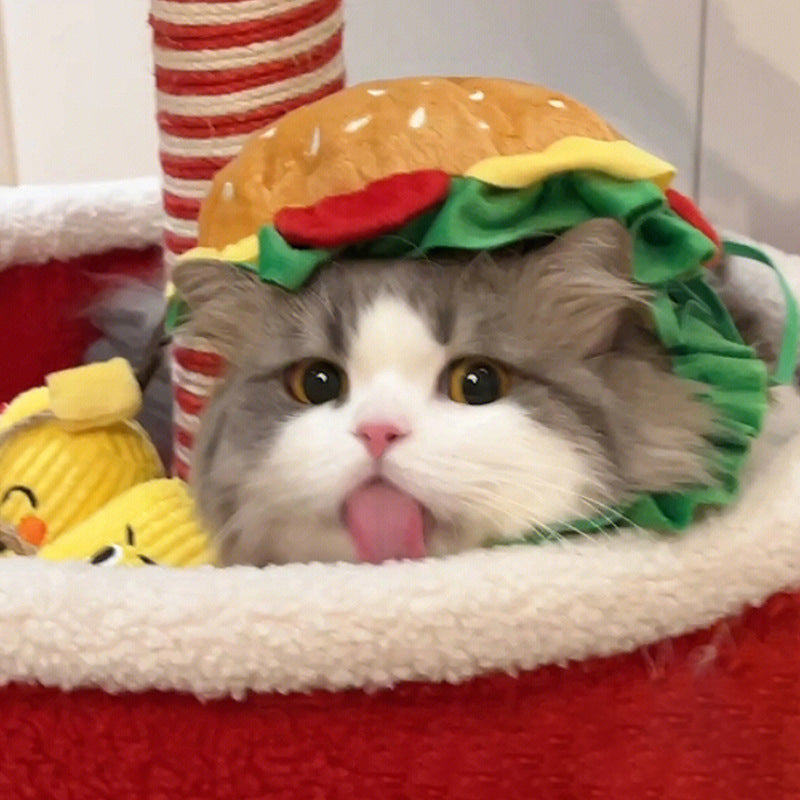 Copricapo per hamburger Cappello per animali Copricapo divertente per cane e gatto