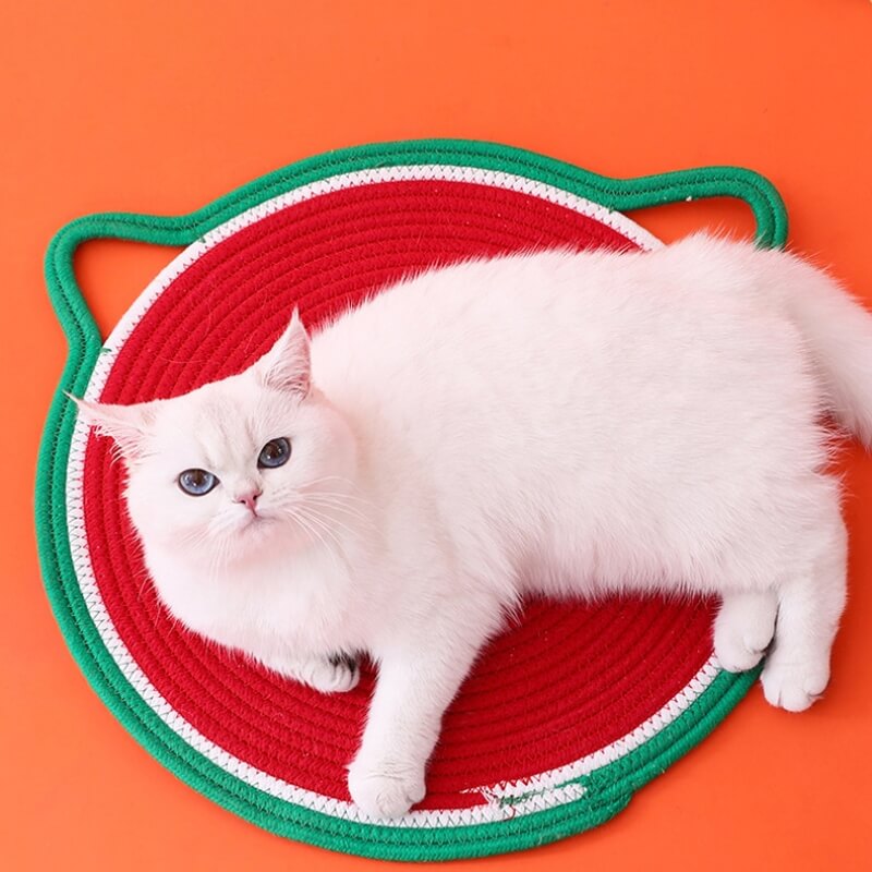 Tappetino antigraffio per gatti a forma di orecchie di gatto in corda di cotone intrecciata