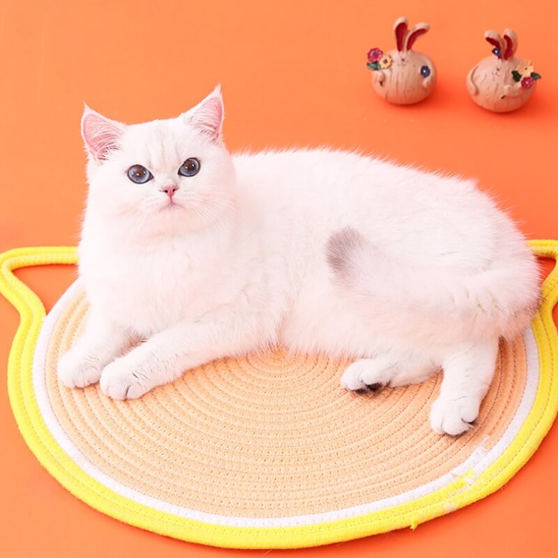 Tappetino antigraffio per gatti a forma di orecchie di gatto in corda di cotone intrecciata