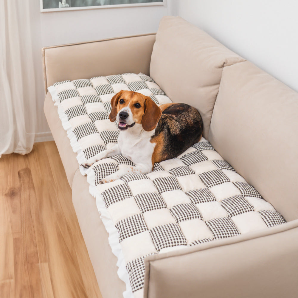 Checkered Color Matching Large Non-slip Pet Mat Couch Cover