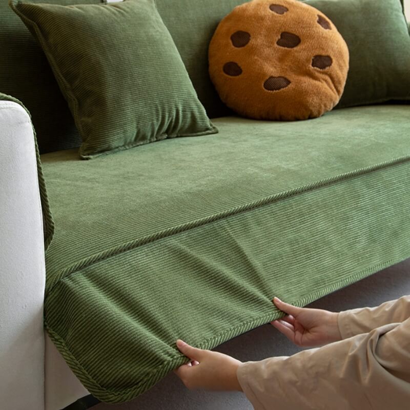 Chic Corduroy Sofa Protector Anti-slip Couch Cover