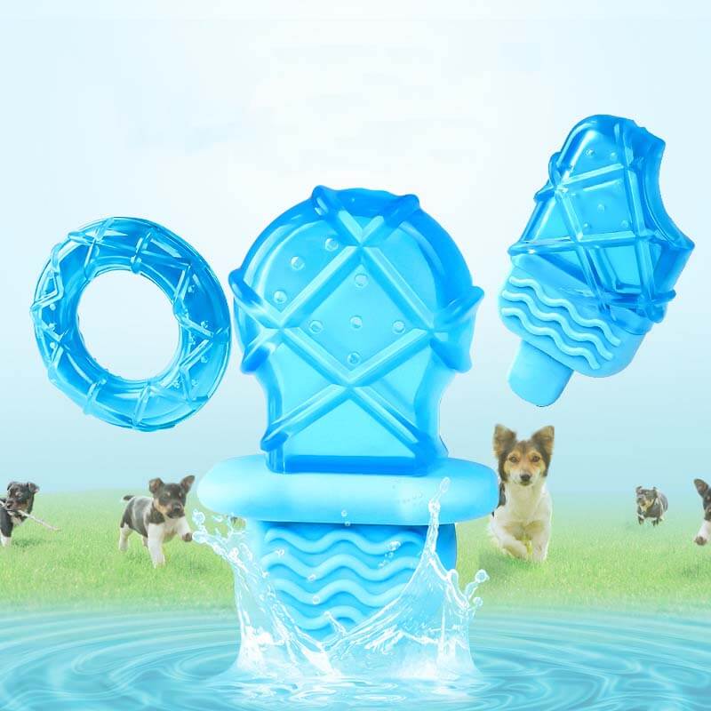 Giocattolo per la dentizione del cane con ghiacciolo riempito d'acqua in gomma di raffreddamento