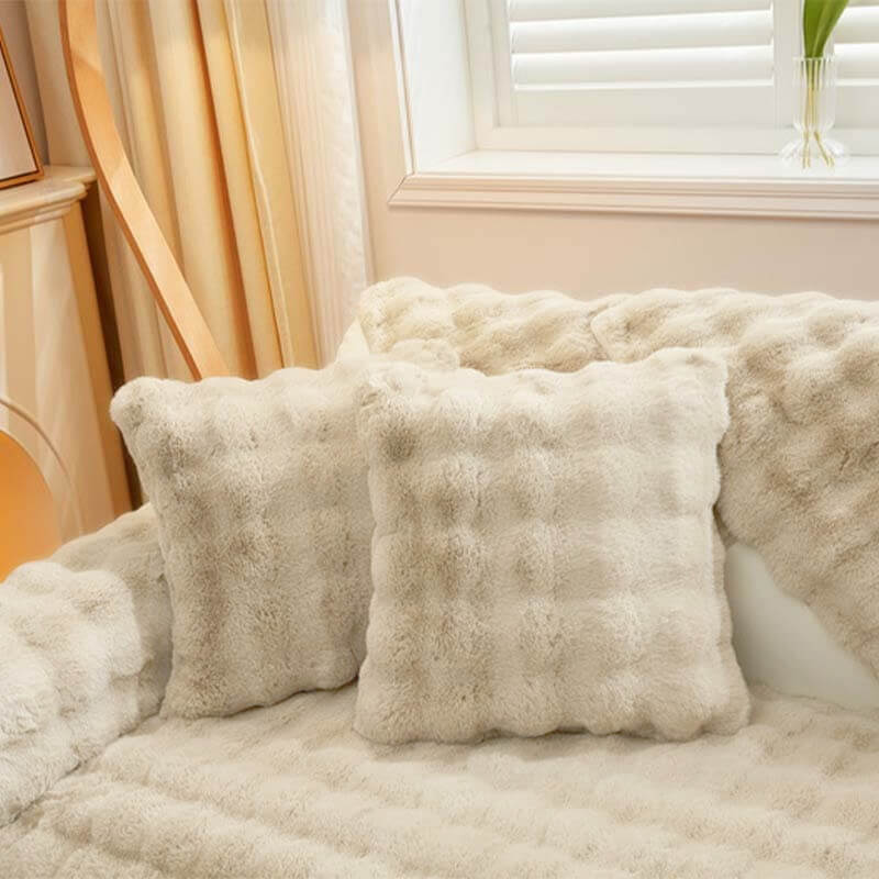 Copertura per divano in pile accogliente, di colore uniforme e antiscivolo