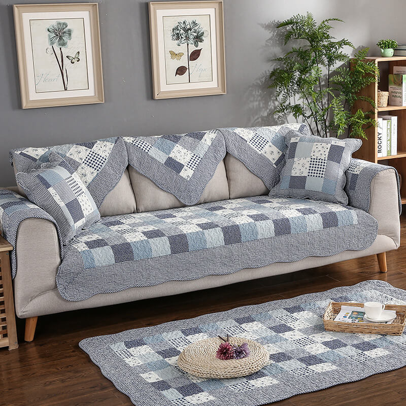 Gesteppter, waschbarer, rutschfester Couchbezug aus Baumwolle