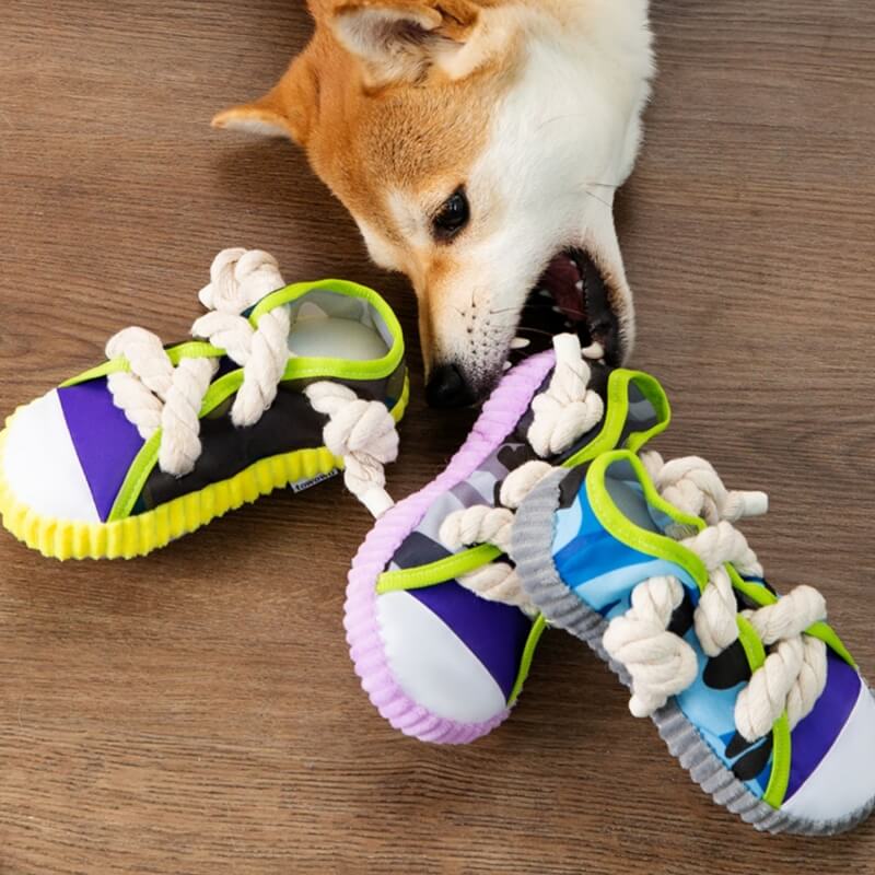Giocattolo per cani in corda di cotone, pantofole giocattolo, giocattolo per la dentizione.