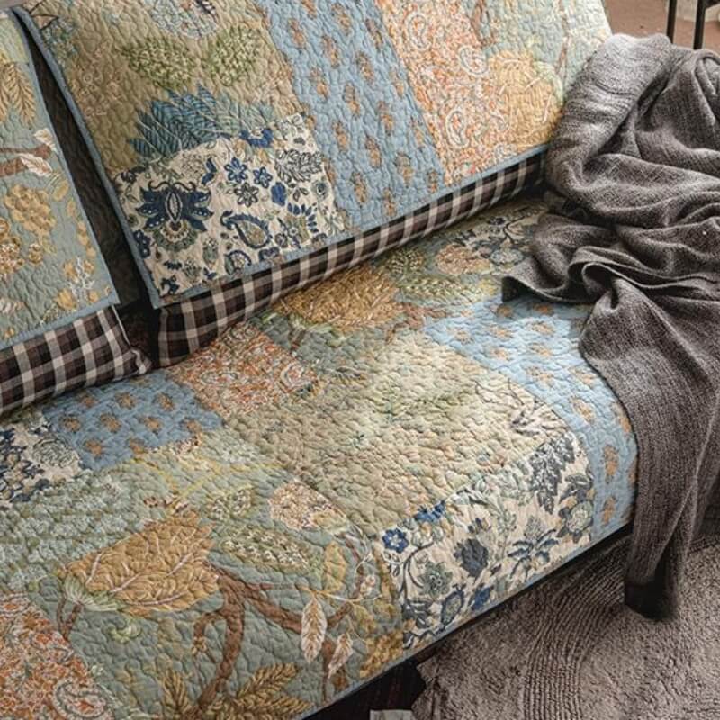 Copridivano protettivo antiscivolo per divano in cotone floreale europeo