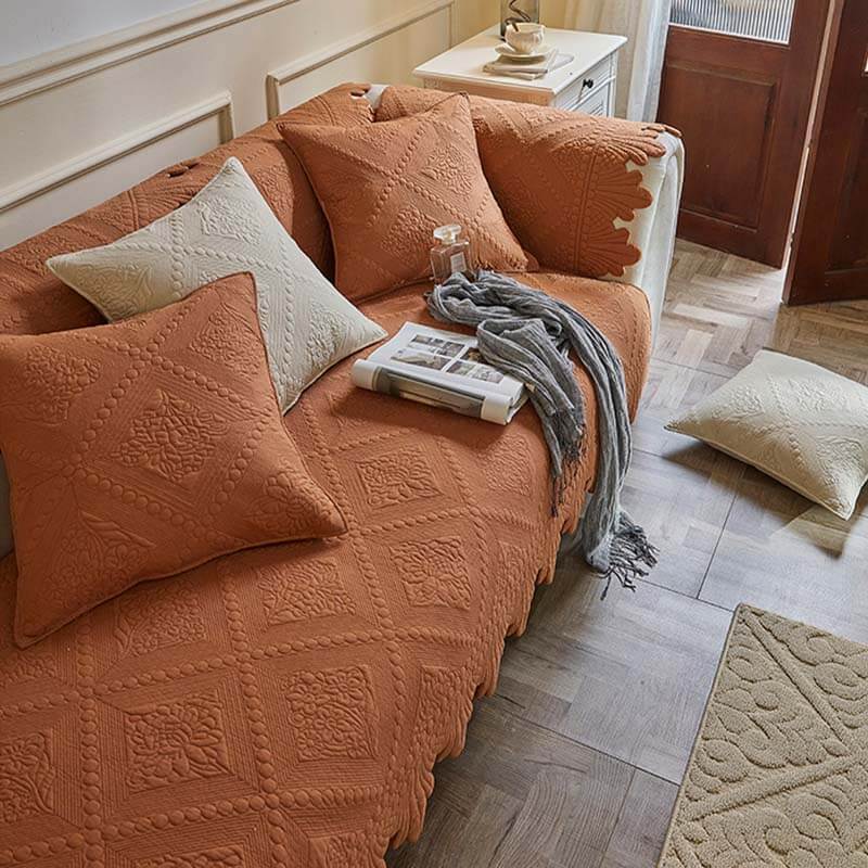 Copertura per divano in cotone lavabile con spigoli in tessuto alla moda
