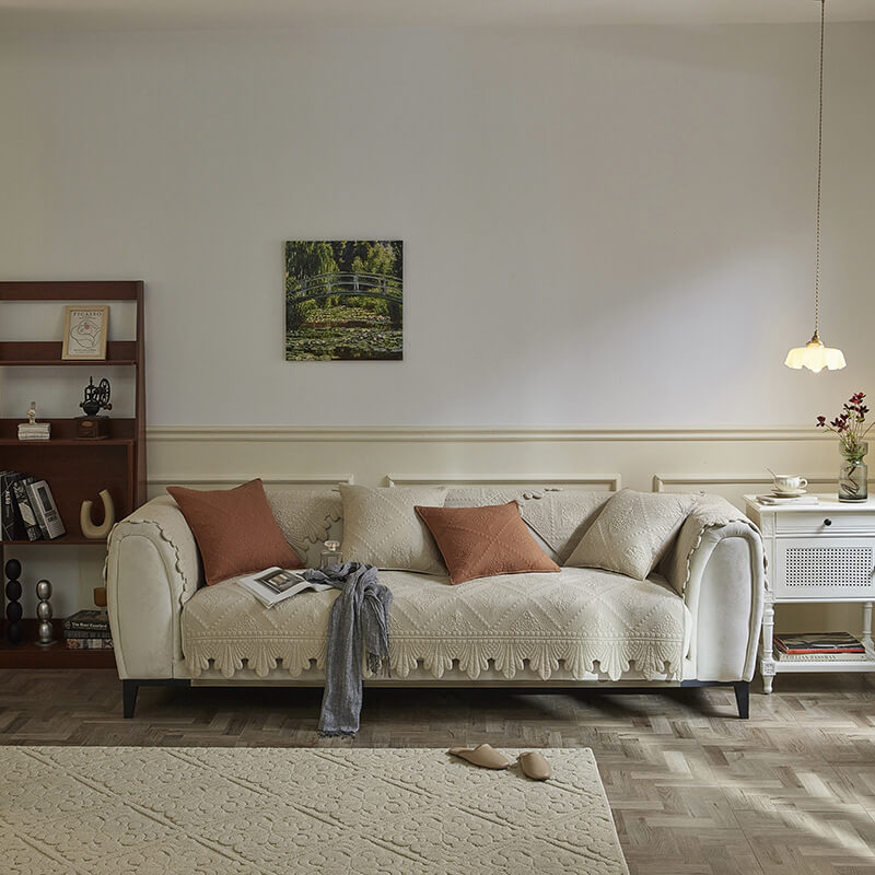 Copertura per divano in cotone lavabile con spigoli in tessuto alla moda