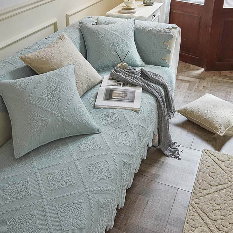 Copertura per divano in cotone lavabile con spigoli in tessuto alla moda