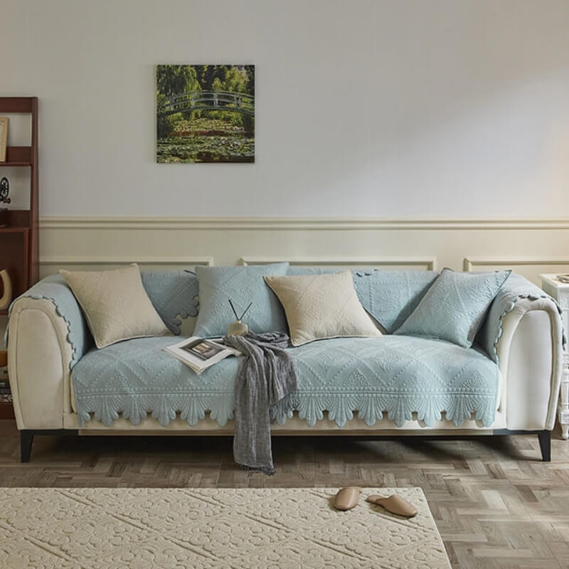 Copertura per divano in cotone lavabile con spigoli in tessuto alla moda