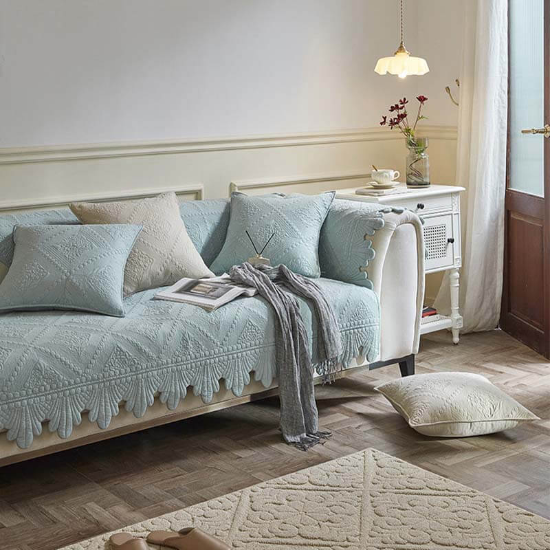 Copertura per divano in cotone lavabile con spigoli in tessuto alla moda