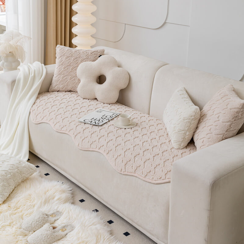 Leichter, luxuriöser Plüsch-Couchbezug mit unregelmäßigem Hahnentrittmuster