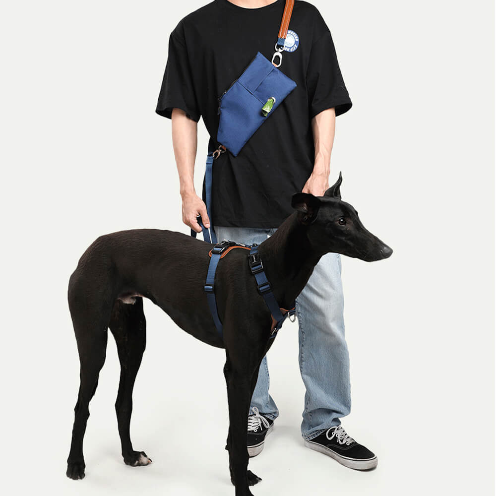 Imbracatura per cani anti-tira multifunzionale e a mani libere.