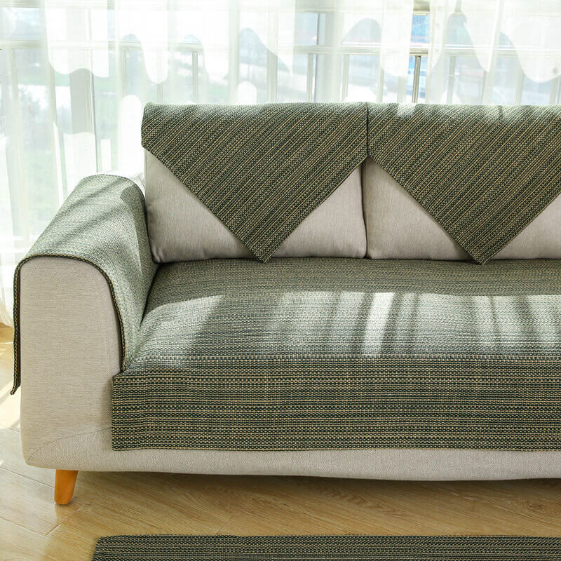Handgewebter, kratzfester Couchbezug aus Naturleinen