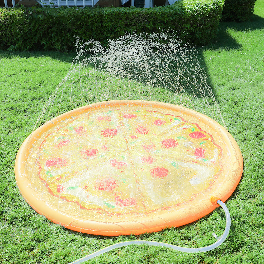 Tappetino per irrigatori per cani con tappetino da gioco gonfiabile per bambini, giochi d'acqua all'aperto - Pizza