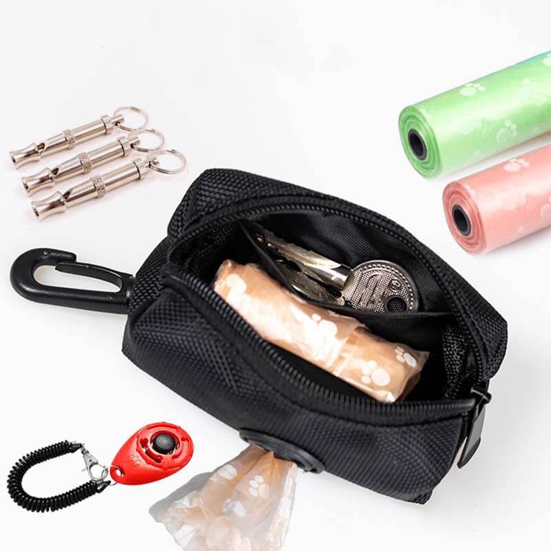 Borsa per passeggiate con cani in tessuto Oxford portatile, dispenser per sacchetti per rifiuti per cani