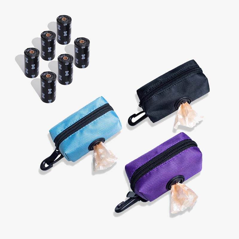 Borsa per passeggiate con cani in tessuto Oxford portatile, dispenser per sacchetti per rifiuti per cani