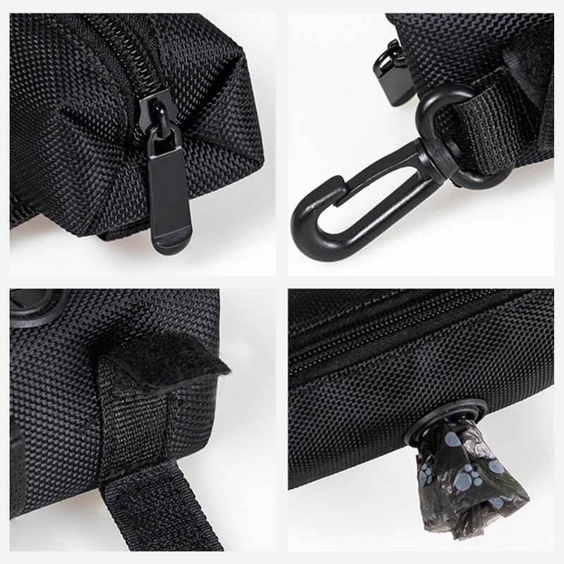 Borsa per passeggiate con cani in tessuto Oxford portatile, dispenser per sacchetti per rifiuti per cani