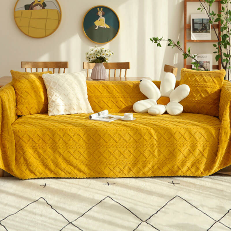 Copertura per divano in fleece di colore solido