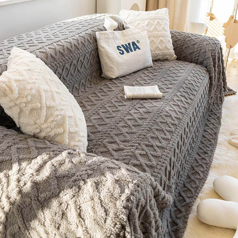 Copertura per divano in fleece di colore solido