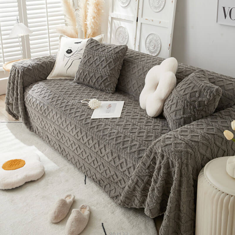 Copertura per divano in fleece di colore solido