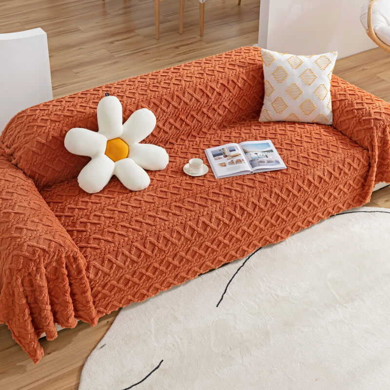 Copertura per divano in fleece di colore solido