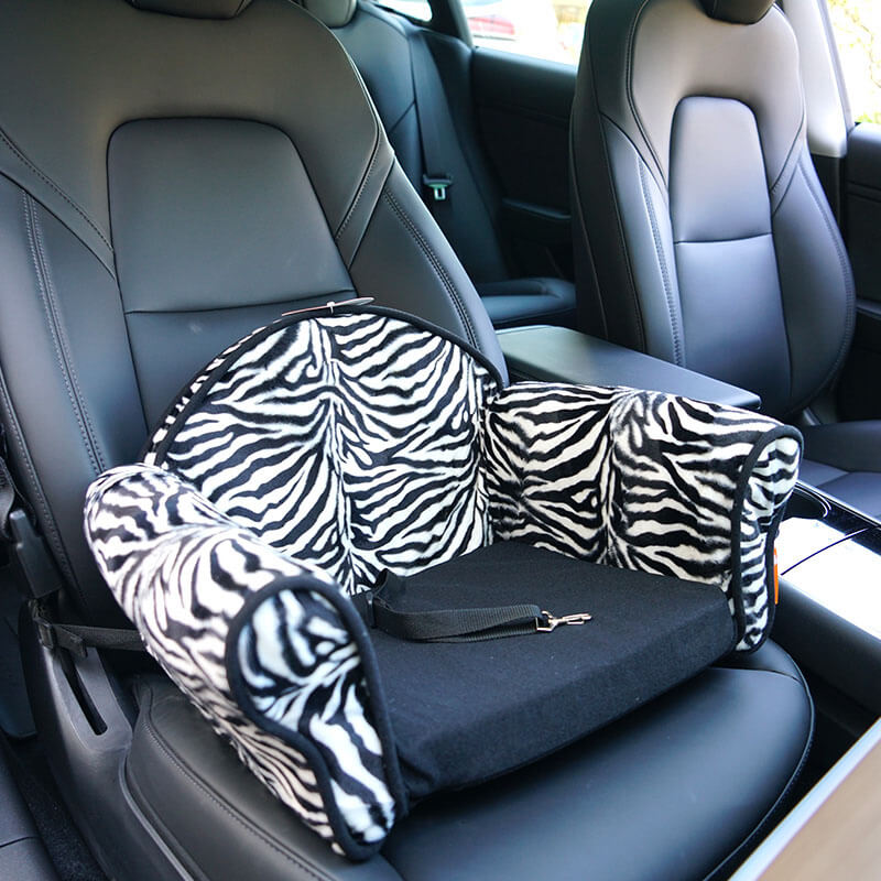 Elegante seggiolino auto per cani di sicurezza in peluche con stampa leopardata