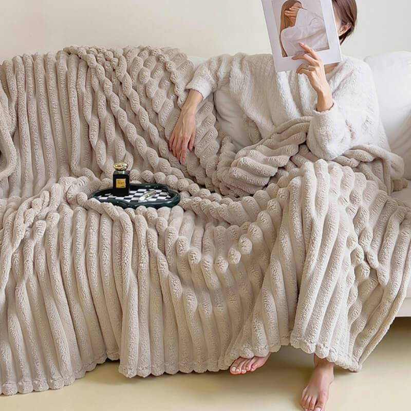 Calda coperta per cani, coperta in peluche per divano, imitazione coniglio