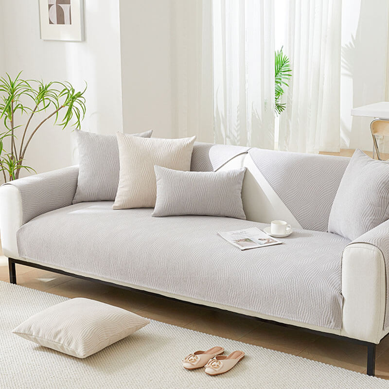 Copertura per divano in chenille morbido con texture a legno anti-graffio