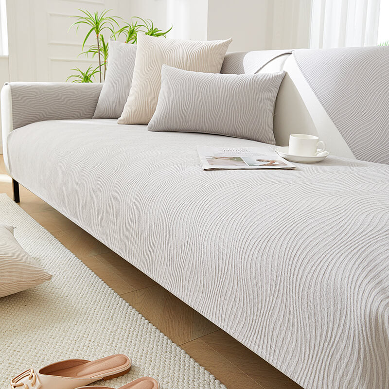 Copertura per divano in chenille morbido con texture a legno anti-graffio
